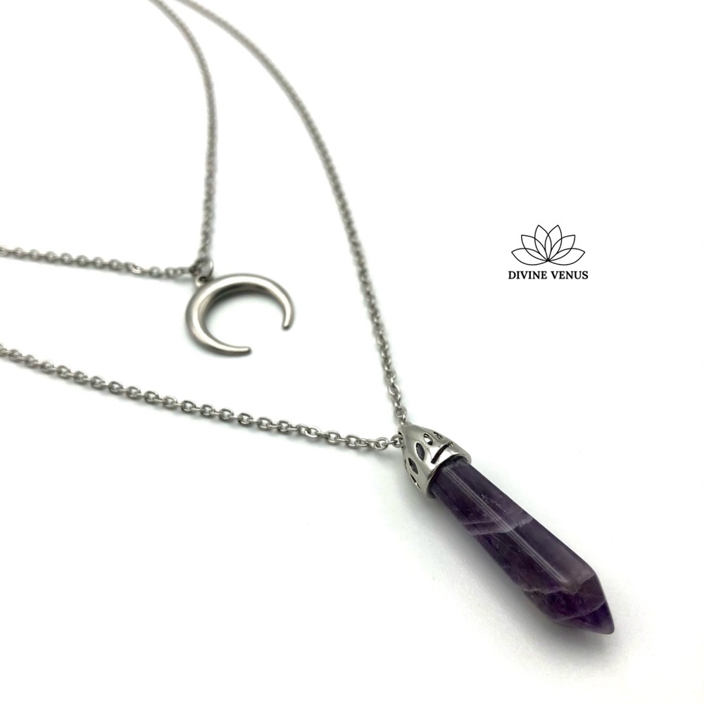 Amethyst Layered Moon Necklace